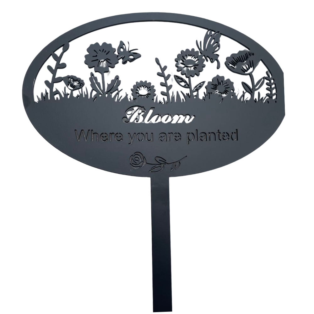 Bloom Where You Are Planted Outdoor Metal Yard Decor Sign with Stake -FREE SHIPPING