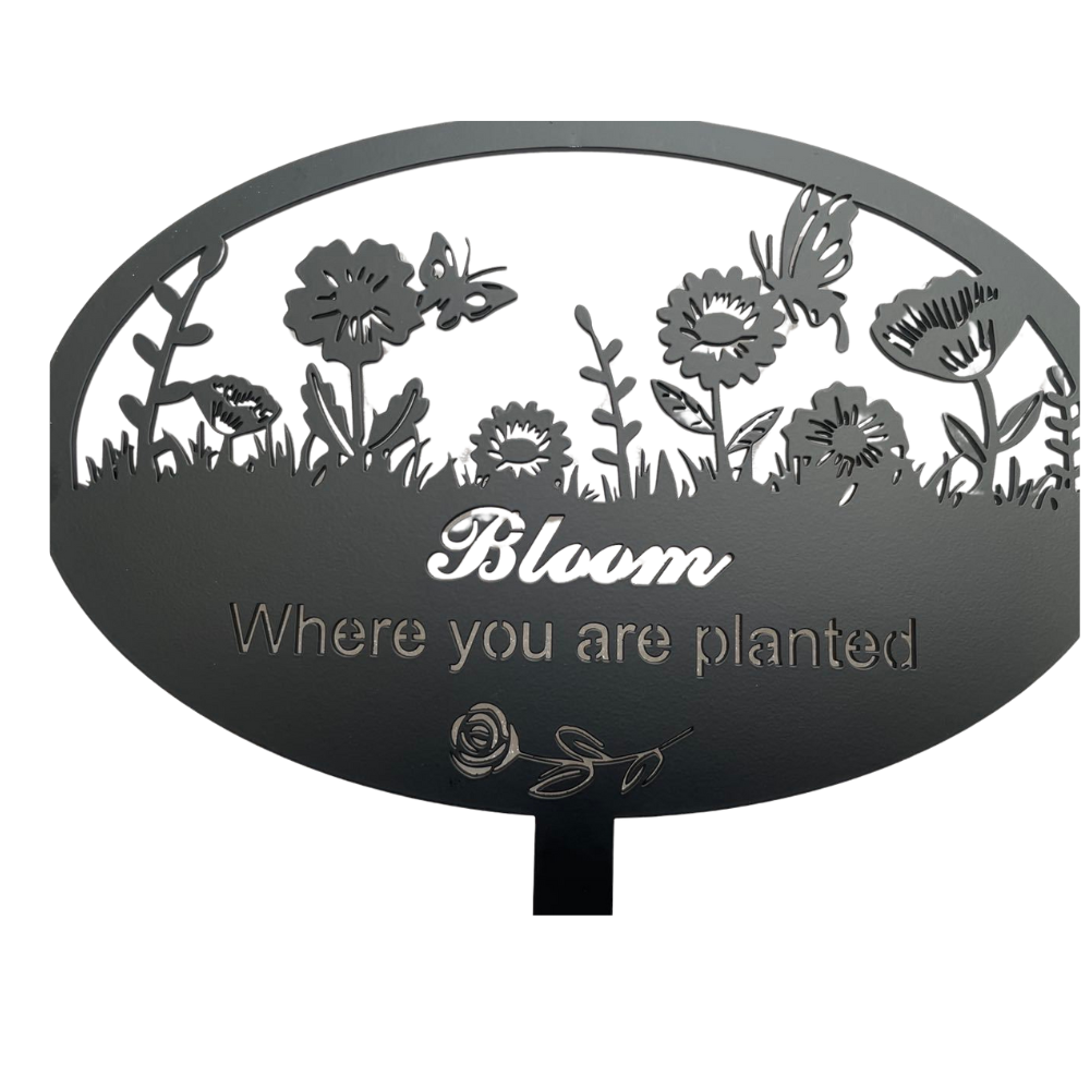 Bloom Where You Are Planted Outdoor Metal Yard Decor Sign with Stake -FREE SHIPPING