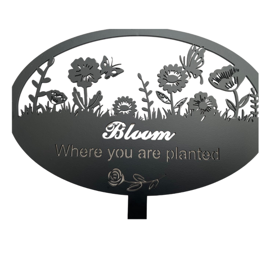 Bloom Where You Are Planted Outdoor Metal Yard Decor Sign with Stake -FREE SHIPPING