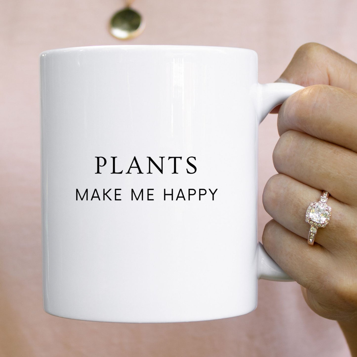 “Plants Make Me Happy” Ceramic Mug