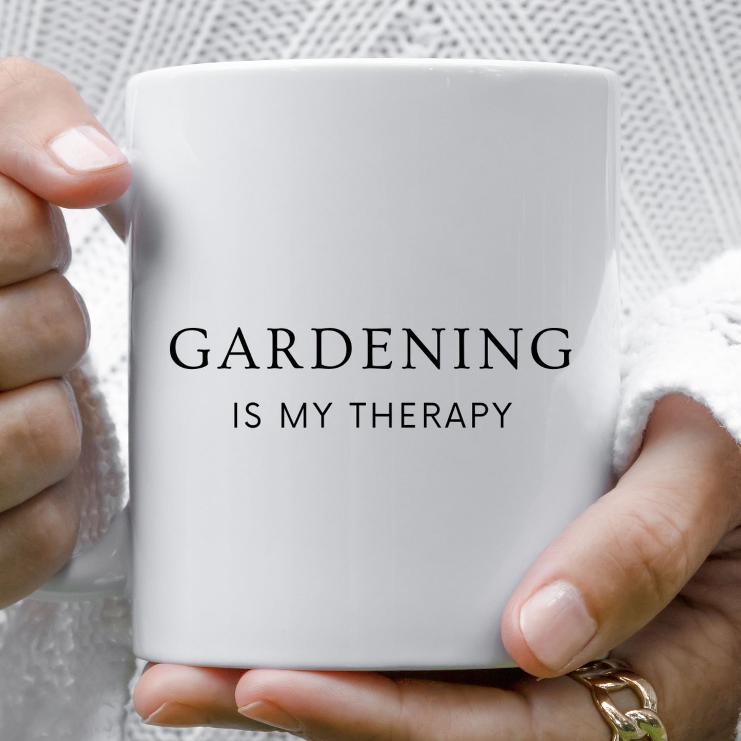 "Gardening Is My Therapy” Ceramic Mug
