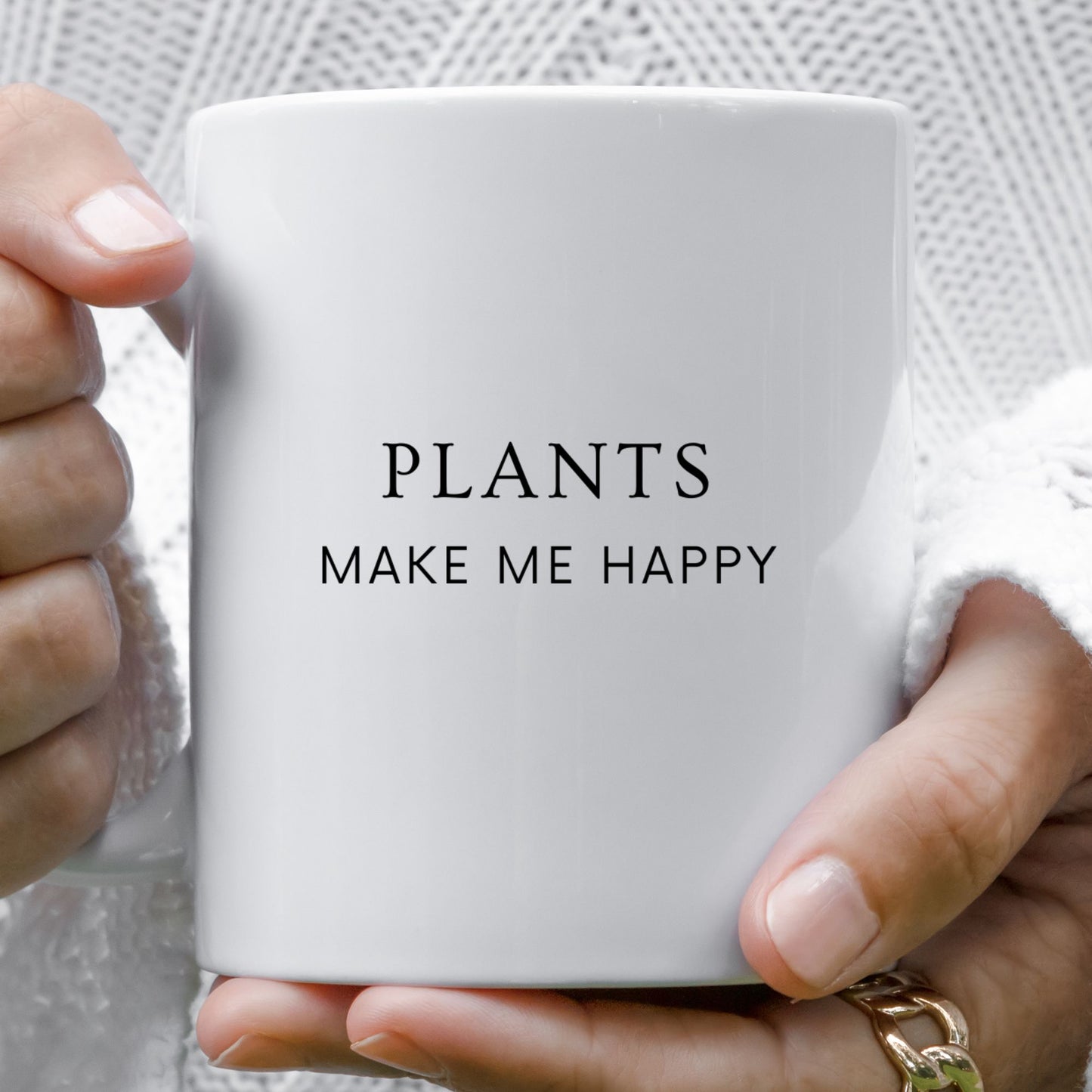“Plants Make Me Happy” Ceramic Mug