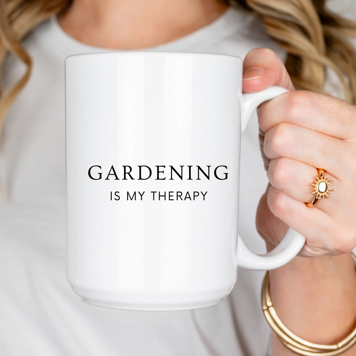 "Gardening Is My Therapy” Ceramic Mug