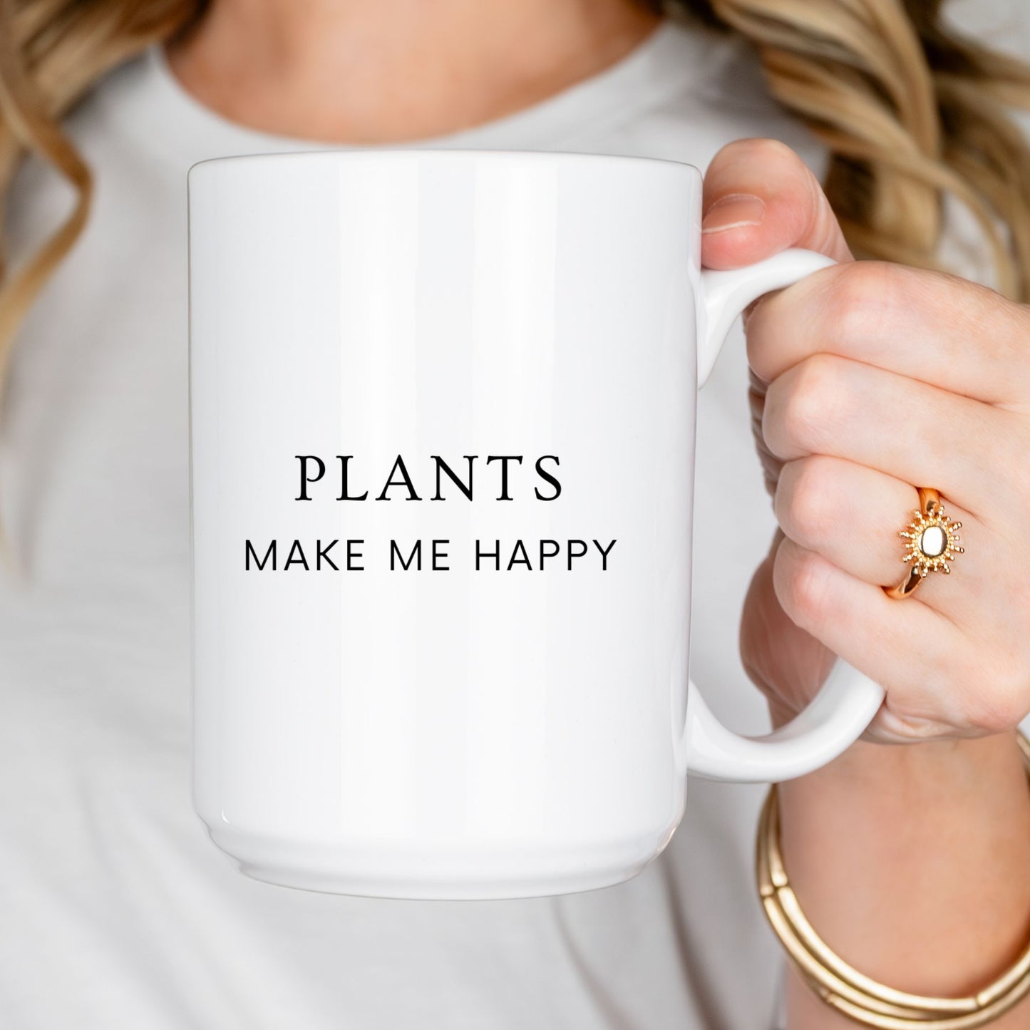 “Plants Make Me Happy” Ceramic Mug